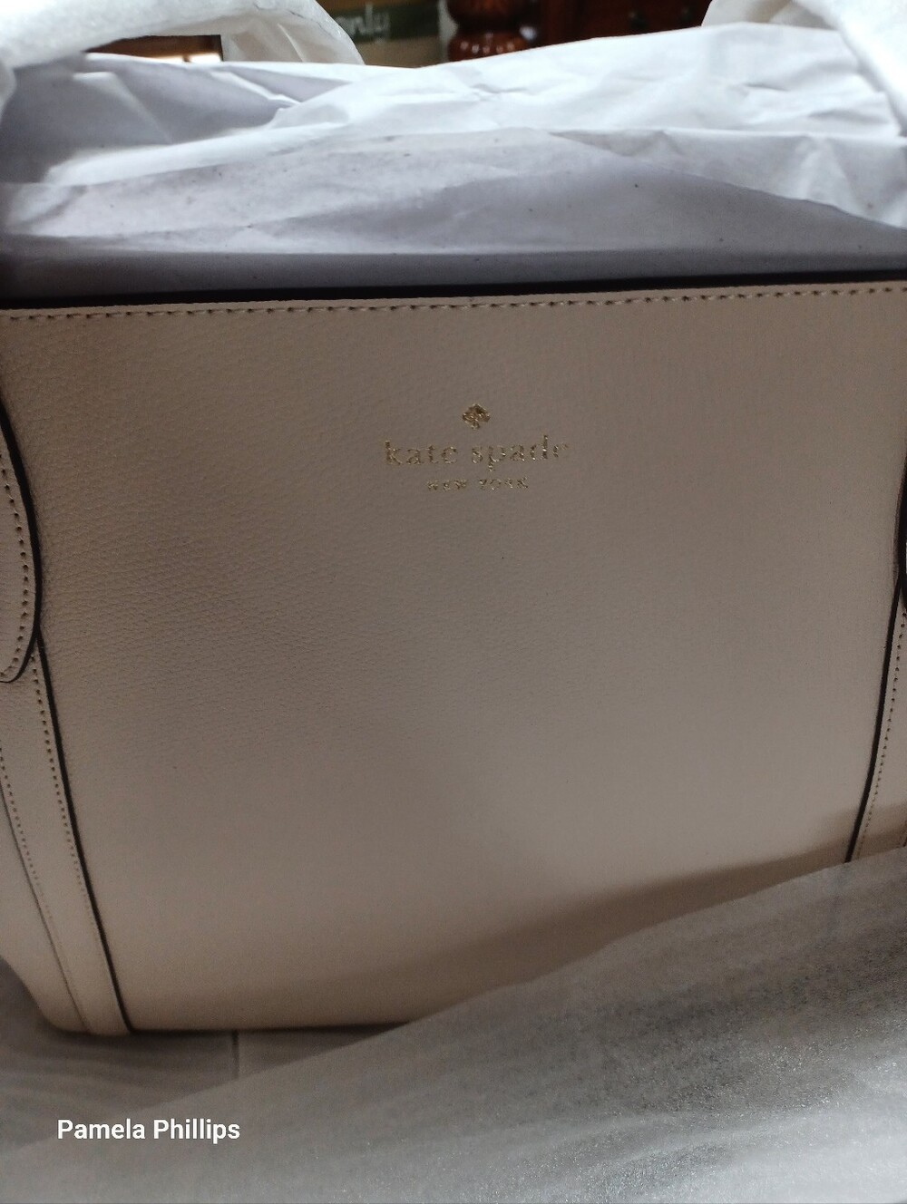 kate spade Cream Leather Tote with Front Pocket - Picture 7 of 8